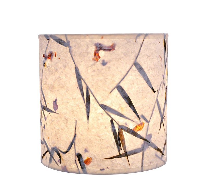 Aspen Creative 31223 Transitional Drum (Cylinder) Shaped Spider Construction Lamp Shade in Off White with Leaves and Petals in Paper, 8" Wide (8" x 8" x 8") - Image 2